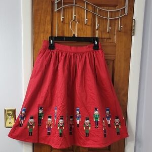 Modcloth Festive Red Nutcracker A-Line Skirt